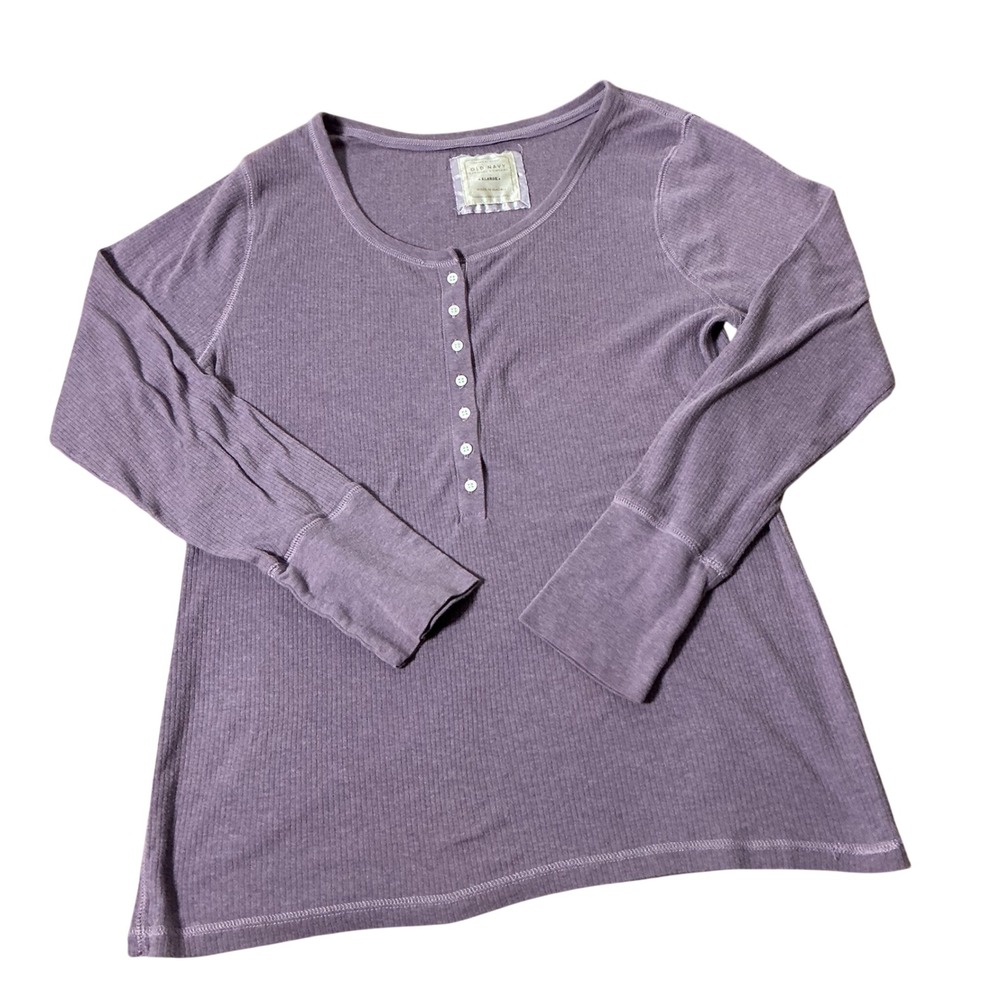 Old Navy Y2K‎ Ribbed Thermal Henley Top Womens XL Purple Long Sleeve